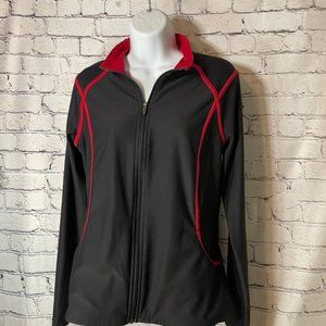 Xersion Black with Red Trim Athletic Zip-Front Jacket - size Medium